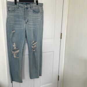 TARGET WILD FABLE Distressed Straight Leg Raw Edge Jeans Size 16 Long